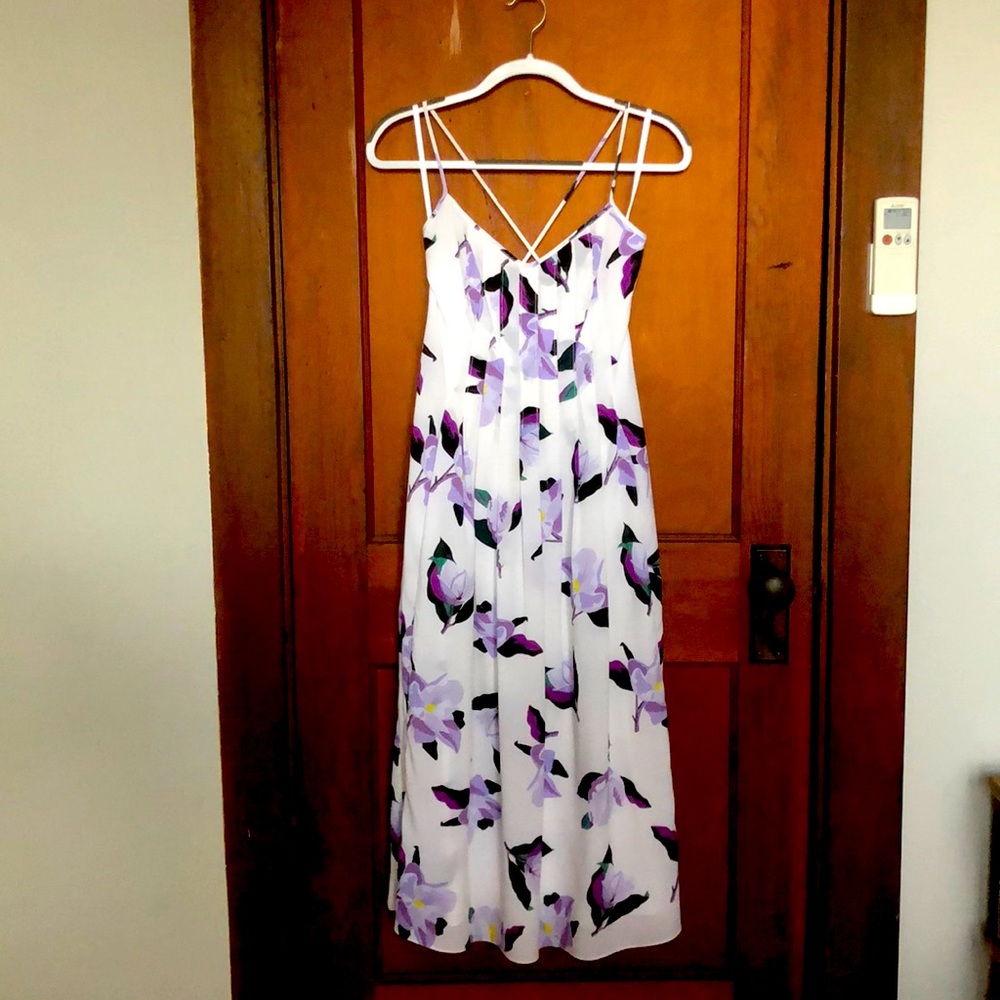 Banana Republic 0 petite white chiffon midi dress